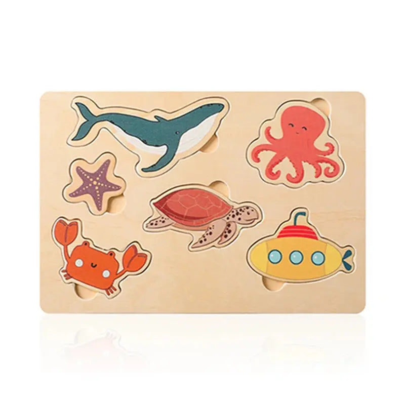 1Pc Wooden Montessori Toy Cartoon Whale Tangram 3D Puzzle Cognitive Toy Early Learning Education Toys Kids Children Gift - Mon Jouet Montessori