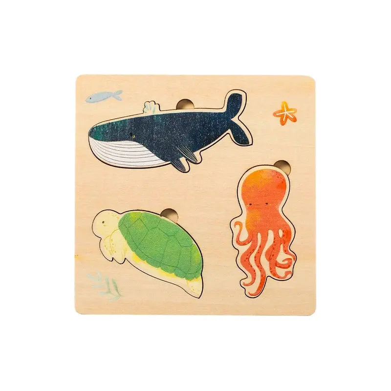1Pc Wooden Montessori Toy Cartoon Whale Tangram 3D Puzzle Cognitive Toy Early Learning Education Toys Kids Children Gift - Mon Jouet Montessori