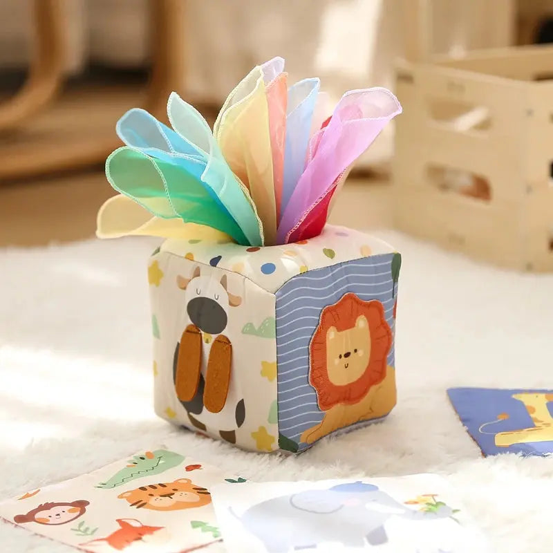 Baby Montessori Toy Magic Tissue Box Early Educational Learning Activity Sensory Toy Kid Finger Exercising Busy Board Game 0-18 - Mon Jouet Montessori