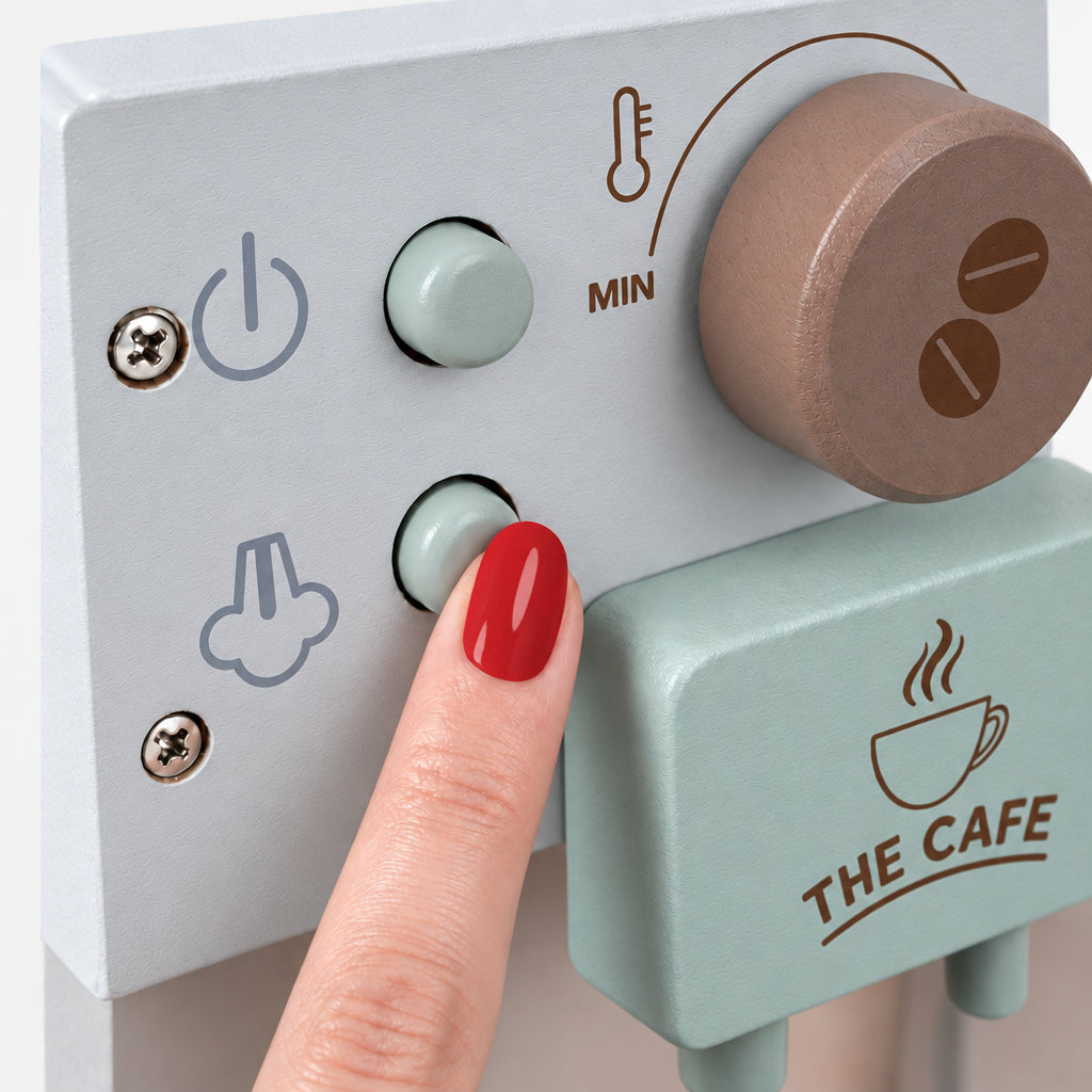 Cafetière jouet en bois avec tasses et capsules