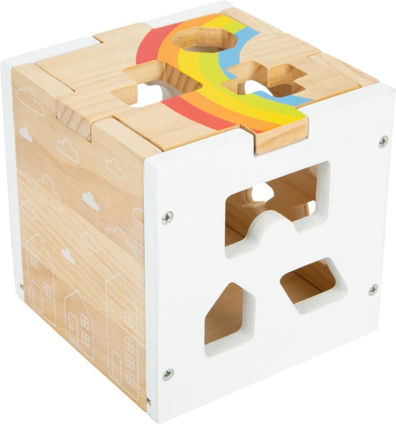 Boîte à Formes en Bois Montessori — Cube Trieur Arc-en-Ciel