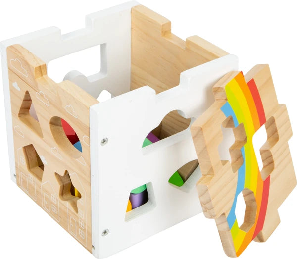 Boîte à Formes en Bois Montessori — Cube Trieur Arc-en-Ciel
