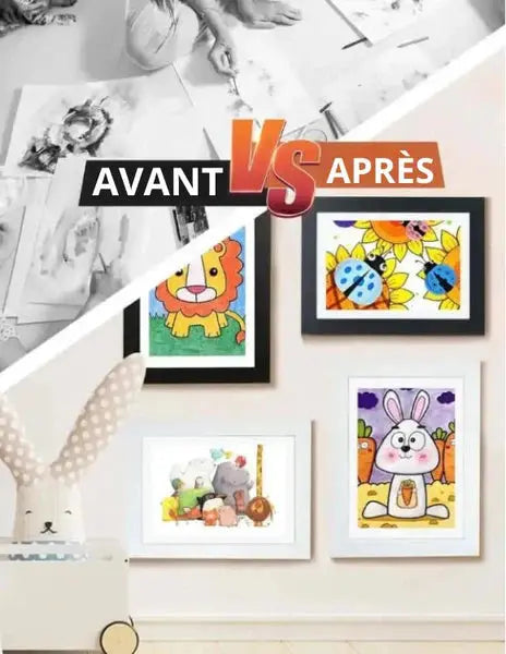 Cadre pour les dessins de vos enfants - ouverture magnétique et réserve de dessin avec élastique - Mon Jouet Montessori