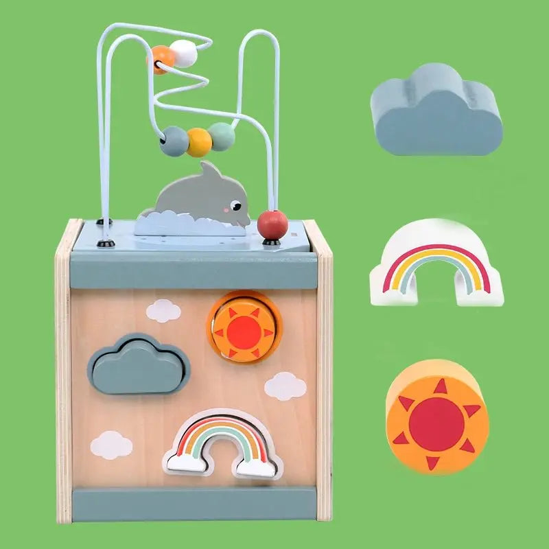 Cube d'Activité en Bois Montessori 5 en 1 - Jouet d'Apprentissage pour Tout - Petits - Mon Jouet Montessori