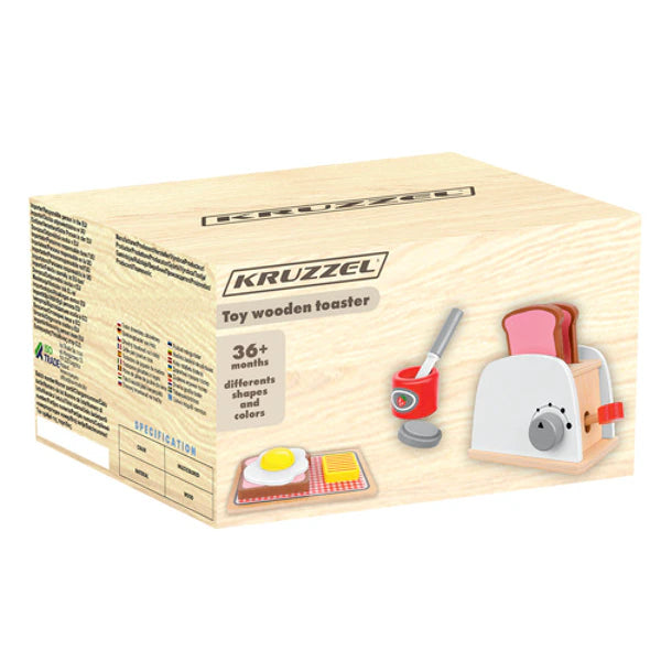 Grille-pain en bois jouet – Dînette petit-déjeuner 8 pièces