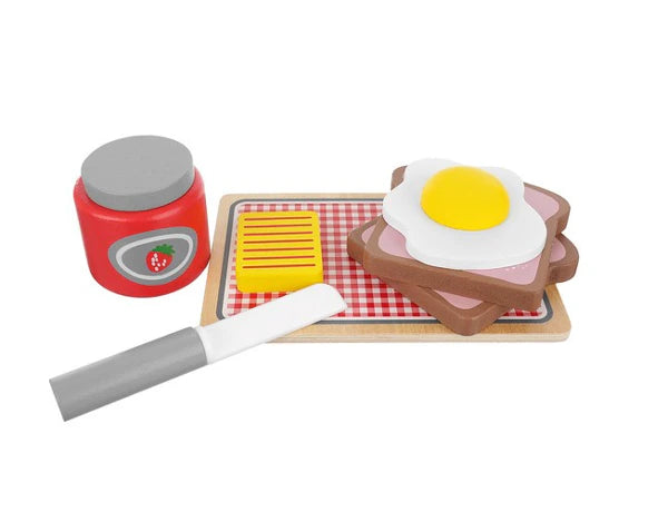 Grille-pain en bois jouet – Dînette petit-déjeuner 8 pièces