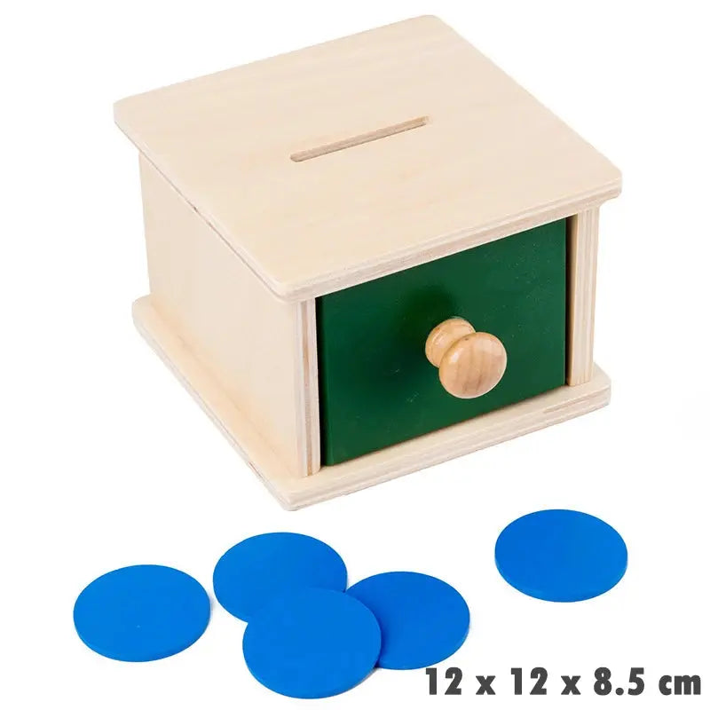 Kindergarten Montessori Wooden Toys Winder Object Permanence Box Coin Box Drawer Game Textile Drum Teaching Aids Sensory Toys - Mon Jouet Montessori