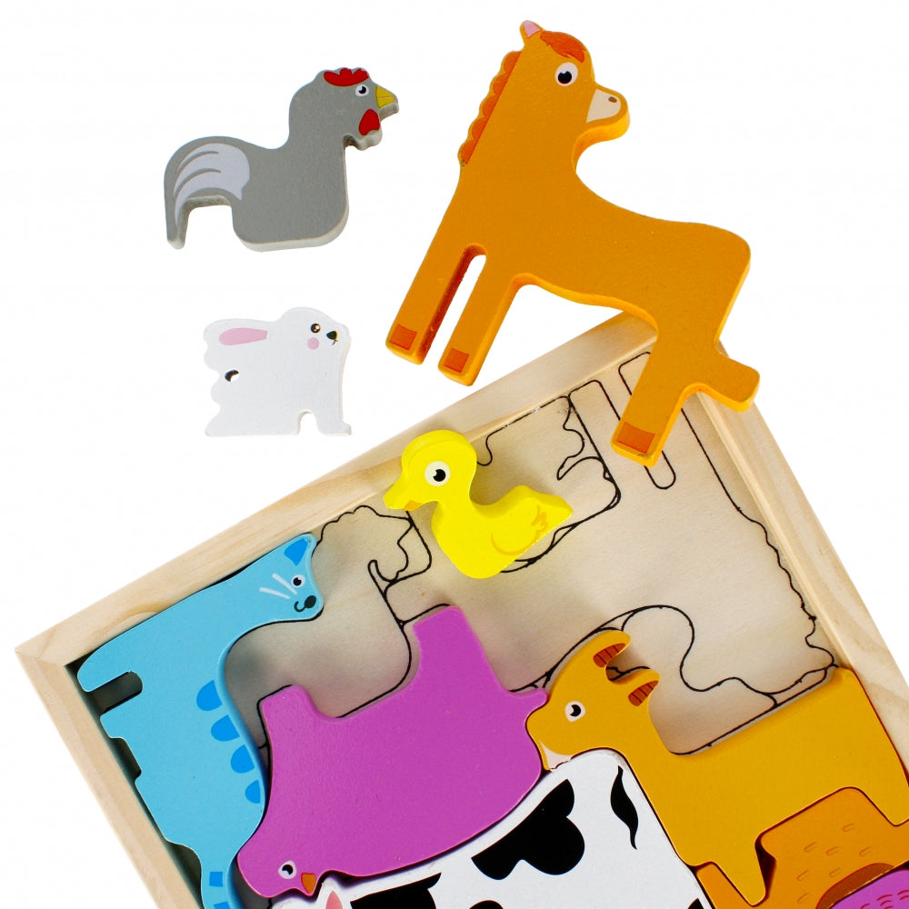 Puzzle animaux ferme en bois Montessori 12 pièces enfant 3 ans