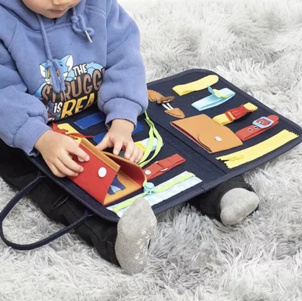 Planche apprentissage Montessori - Jeux de Fermeture Éclair et Boucles