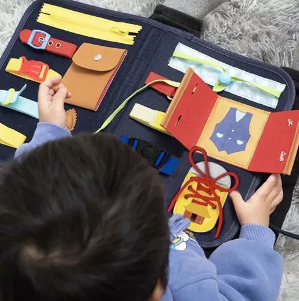 Planche apprentissage Montessori - Jeux de Fermeture Éclair et Boucles