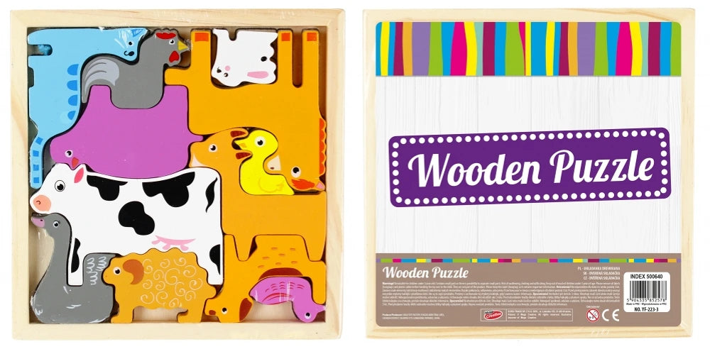 Puzzle Animaux de la Ferme en Bois Montessori — 12 Pièces Enfant 3 ans