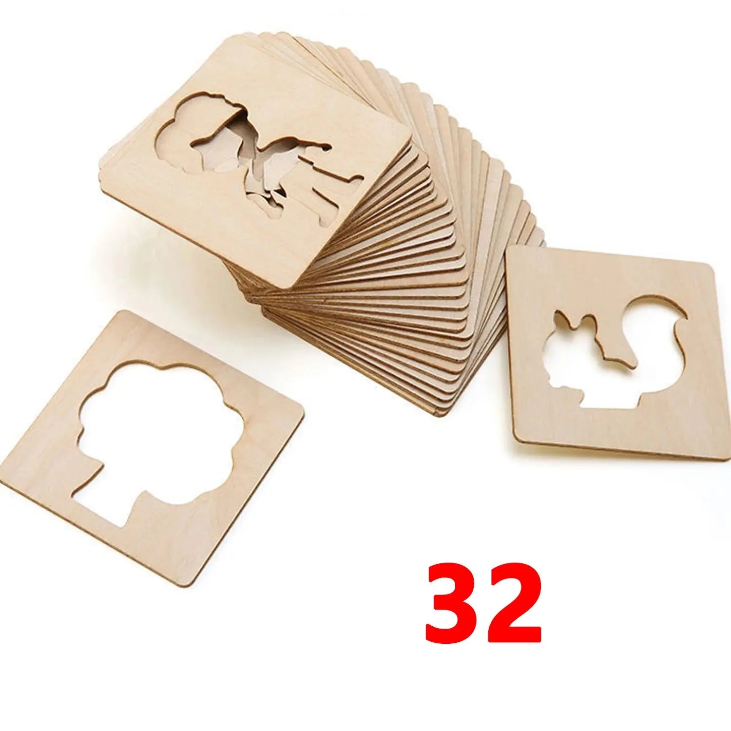 Pochoirs en Bois Montessori pour Enfants - Lot de 20 à 60 Pièces - Mon Jouet Montessori