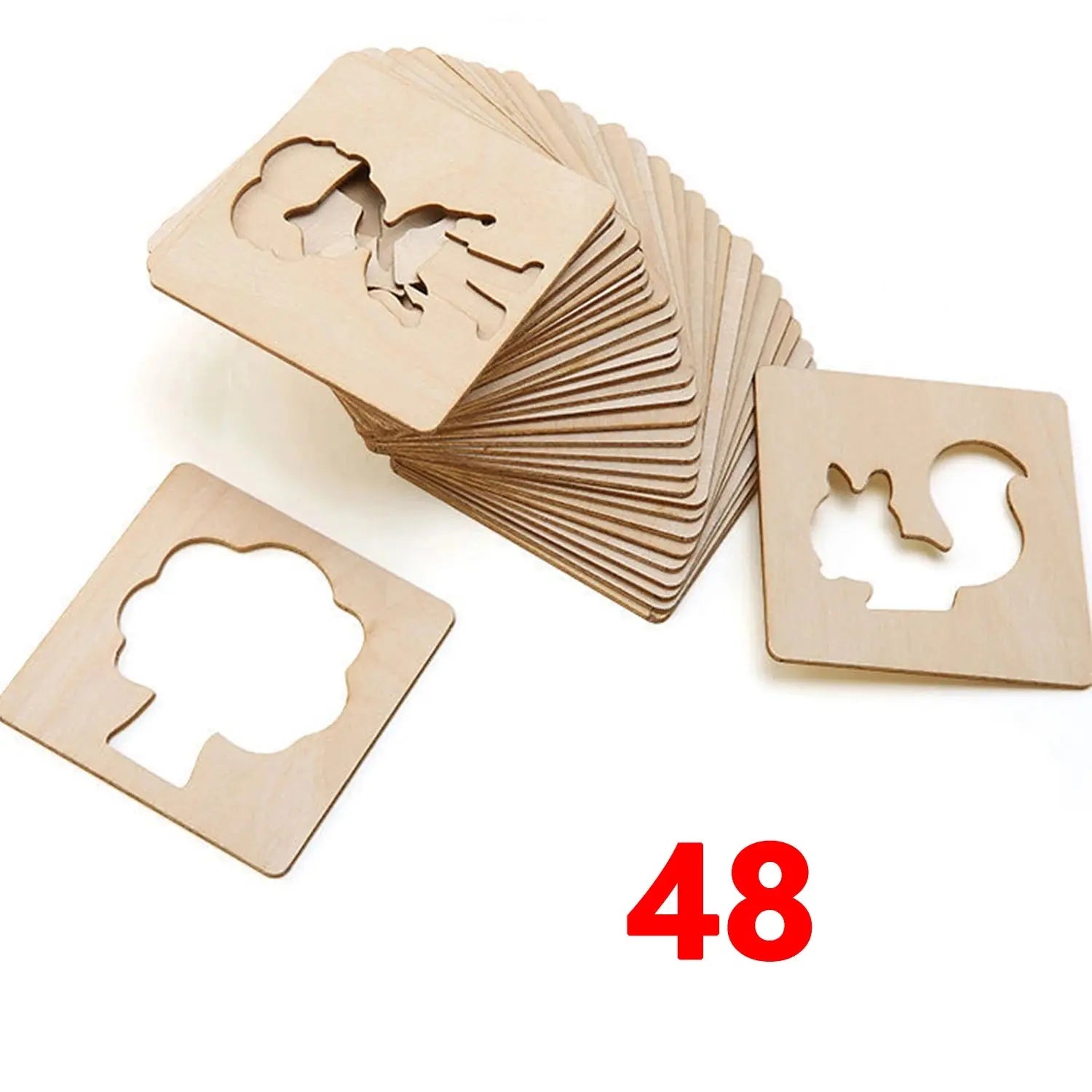 Pochoirs en Bois Montessori pour Enfants - Lot de 20 à 60 Pièces - Mon Jouet Montessori