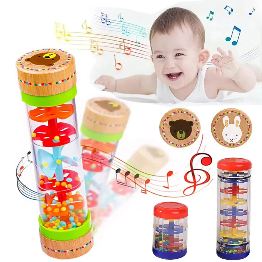 Tube à Sons De Pluie En Bois Avec Perles - Jouet Musical éducatif Pour Bébés Et Enfants