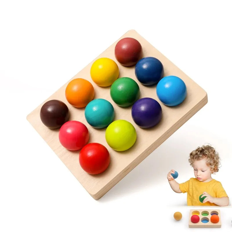 Jouets Montessori en bois pour enfants, éducation précoce, jouet préscolaire, boule arc-en-ciel, jeu sensoriel assorti, planche de tri cognitive des couleurs -  Mon Jouet Montessori