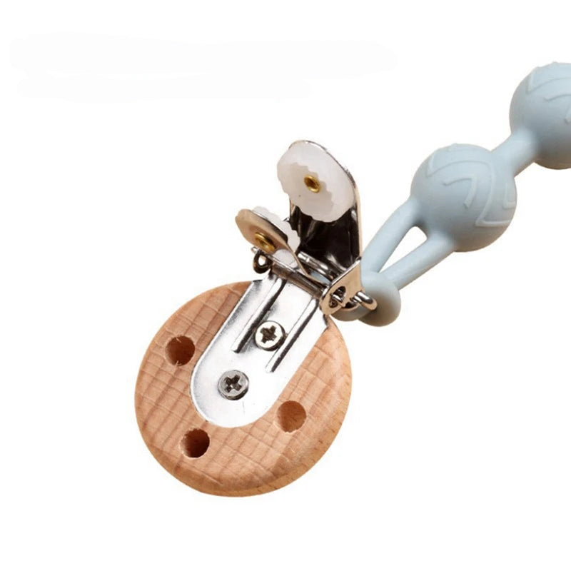 Clips de sucette en bois de hêtre, porte-chaîne factice, chaînes de sucette pour nouveau-né, porte-mamelon pour bébés, jouet de dentition pour bébé à mâcher - Mon Jouet Montessori