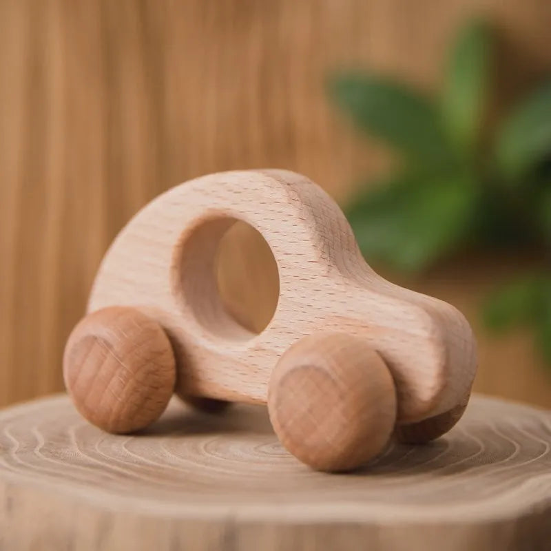 Voiture en bois pour bébé, bloc en bois pour bébés, sans BPA, hêtre biologique, forme animale, jouet pour bébé, jouets Montessori, artisanat fait à la main - Mon Jouet Montessori