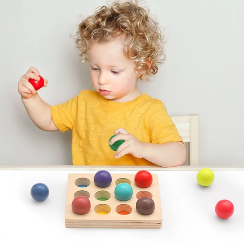 Jouets Montessori en bois pour enfants, éducation précoce, jouet préscolaire, boule arc-en-ciel, jeu sensoriel assorti, planche de tri cognitive des couleurs - Mon Jouet Montessori