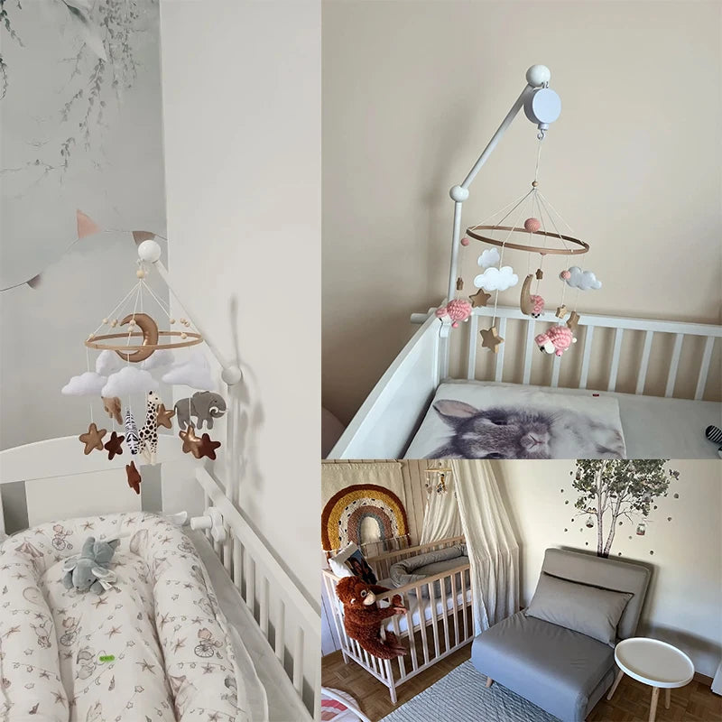 Hochet en bois pour bébé de 0 à 12 mois, Mobile sur le lit, boîte à musique pour nouveau-né, cloche de lit, support de jouets suspendu, jouets pour bébé, berceau et garçon - Mon Jouet Montessori