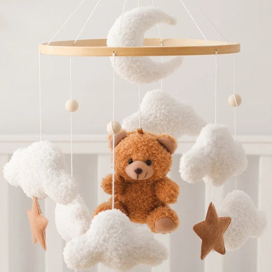 Hochet en bois pour bébé de 0 à 12 mois, Mobile sur le lit, boîte à musique pour nouveau-né, cloche de lit, support de jouets suspendu, jouets pour bébé, berceau et garçon - Mon Jouet Montessori