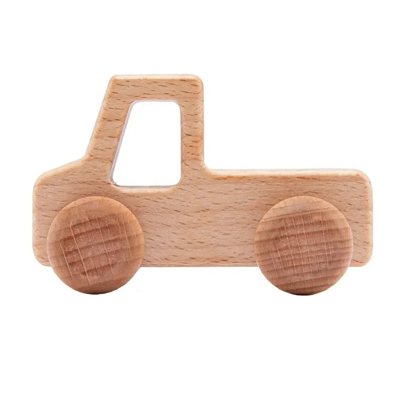 Voiture en bois pour bébé, bloc en bois pour bébés, sans BPA, hêtre biologique, forme animale, jouet pour bébé, jouets Montessori, artisanat fait à la main - Mon Jouet Montessori