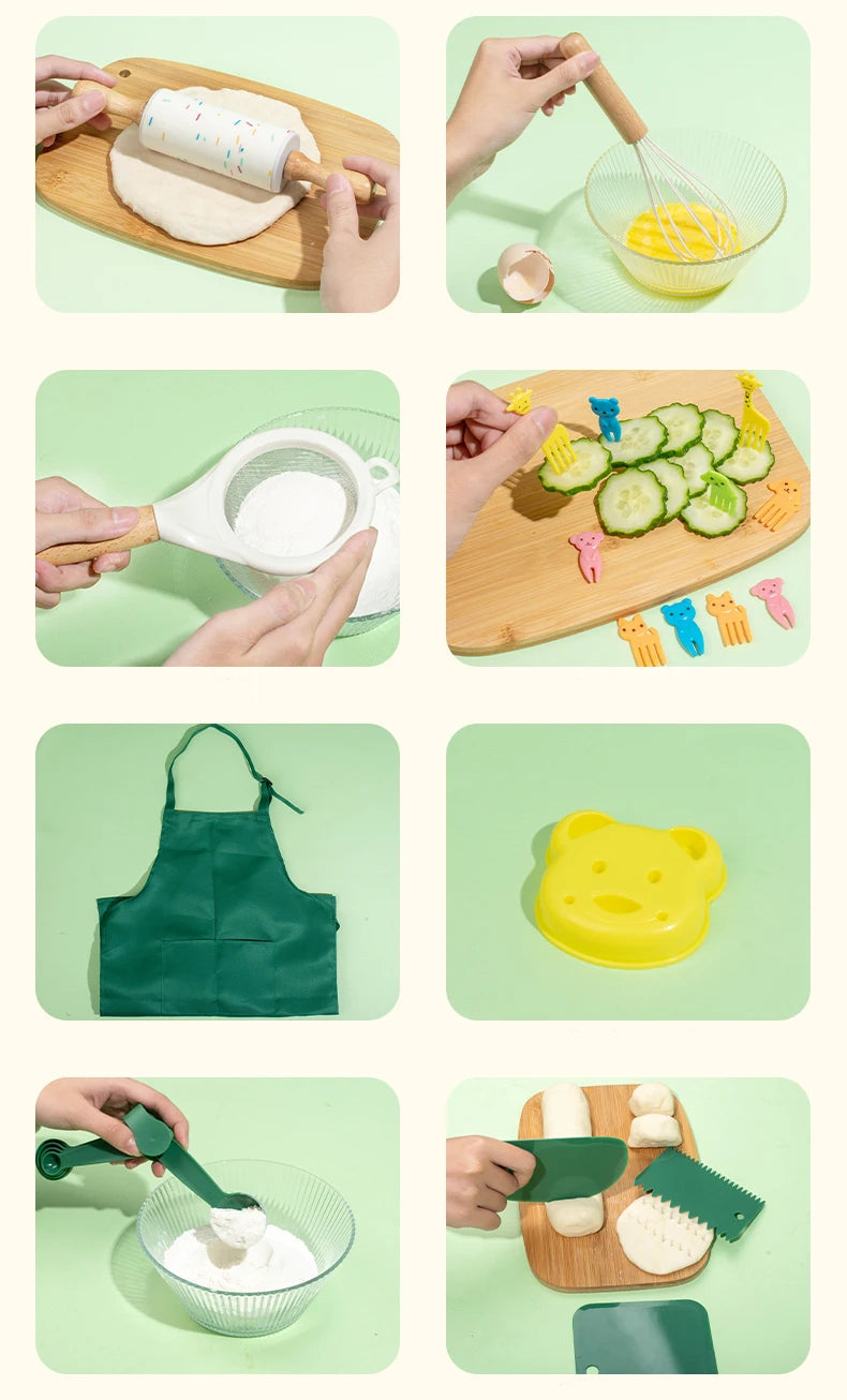 Couteau en bois sûr pour enfants et ensemble de cuisson pour enfants, outils de cuisine Montessori pour tout-petits, cuisine et cuisson pour enfants, petits chefs, cadeau - Mon Jouet Montessori