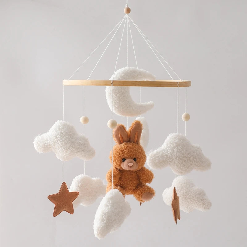 Hochet en bois pour bébé de 0 à 12 mois, Mobile sur le lit, boîte à musique pour nouveau-né, cloche de lit, support de jouets suspendu, jouets pour bébé, berceau et garçon - Mon Jouet Montessori
