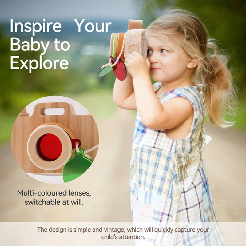 Jouet Puzzle avec caméra en bois avec cartes, jouets Montessori pour enfants, cadeaux de bricolage en bois faits à la main, décoration de chambre de bébé, jouet d'extérieur - Mon Jouet Montessori