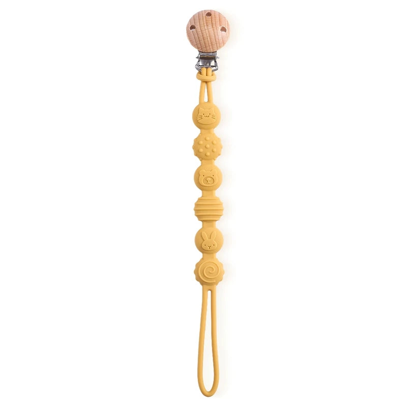 Clips de sucette en bois de hêtre, porte-chaîne factice, chaînes de sucette pour nouveau-né, porte-mamelon pour bébés, jouet de dentition pour bébé à mâcher - Mon Jouet Montessori