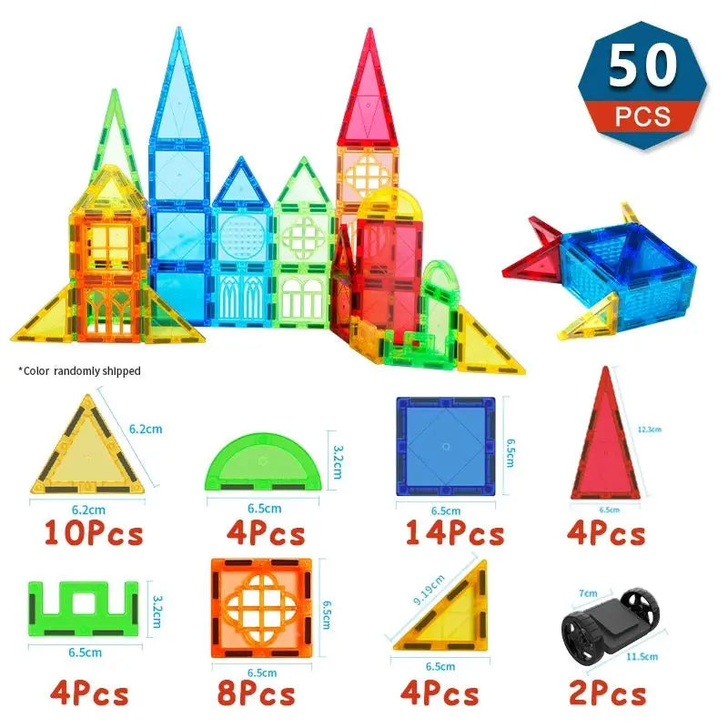 Set de Construction Magnétique pour Enfants - 50/77/105 Pièces - Jouet Éducatif Montessori - Mon Jouet Montessori