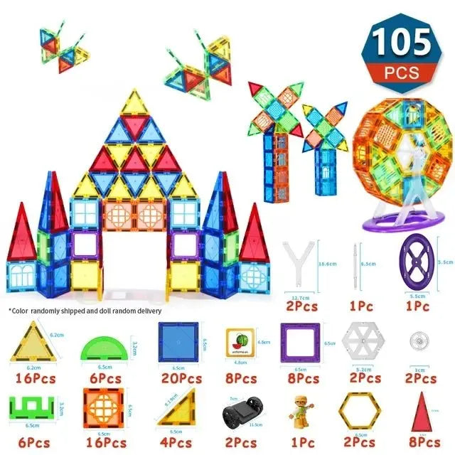 Set de Construction Magnétique pour Enfants - 50/77/105 Pièces - Jouet Éducatif Montessori - Mon Jouet Montessori