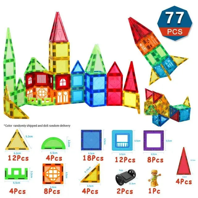 Set de Construction Magnétique pour Enfants - 50/77/105 Pièces - Jouet Éducatif Montessori - Mon Jouet Montessori