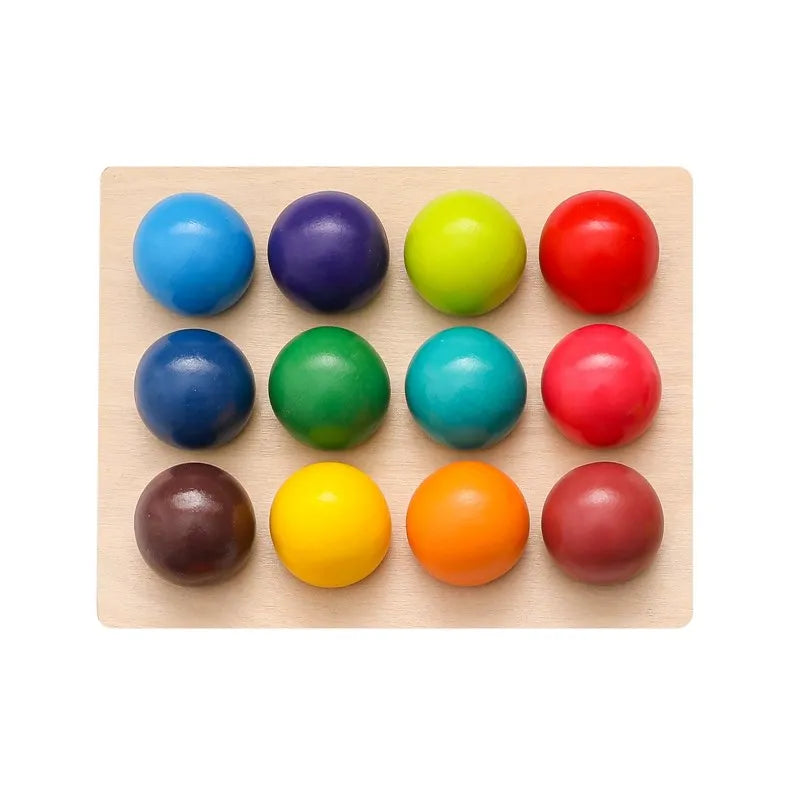 Jouets Montessori en bois pour enfants, éducation précoce, jouet préscolaire, boule arc-en-ciel, jeu sensoriel assorti, planche de tri cognitive des couleurs - Mon Jouet Montessori