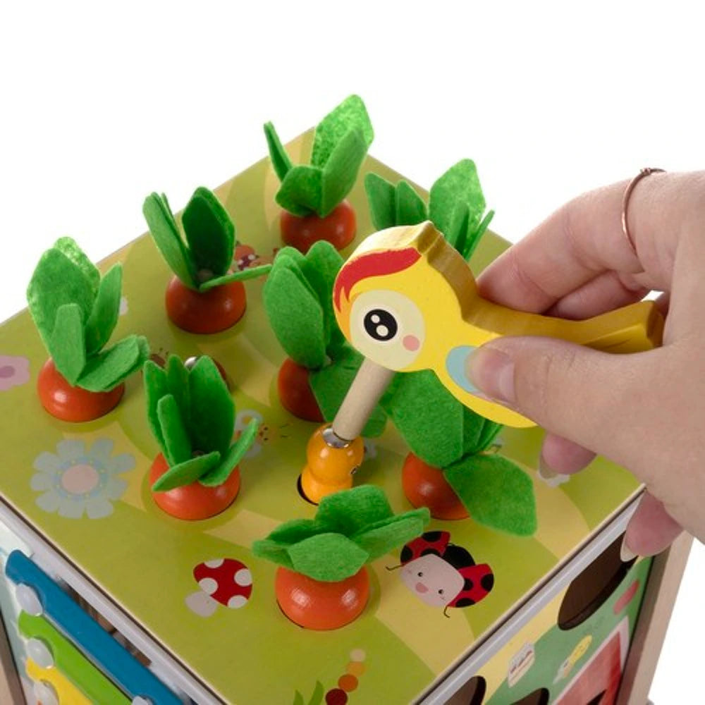 Boîte à formes Montessori en bois – cube 5 activités