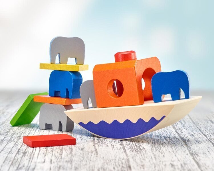 Jeu d'équilibre en bois éléphants – photo 3