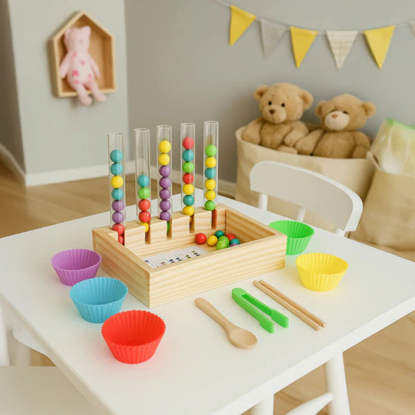 Jeu de tri Montessori en bois – couleurs et comptage