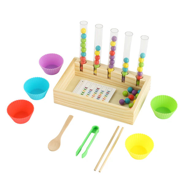 Jeu de tri Montessori en bois – couleurs et comptage