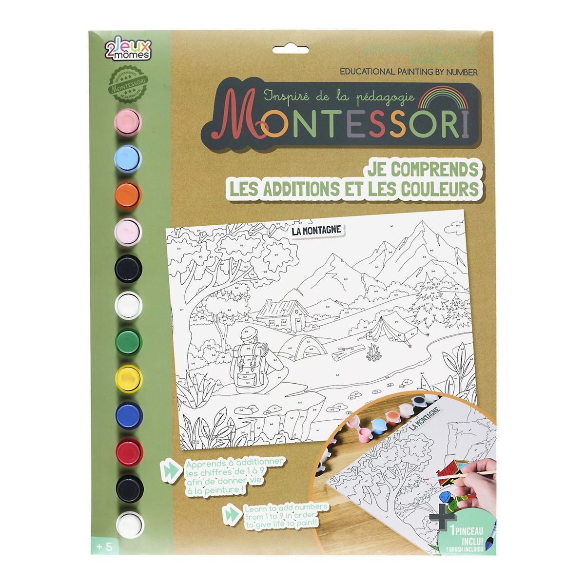 Peinture numérotée enfant additions et couleurs – La montagne