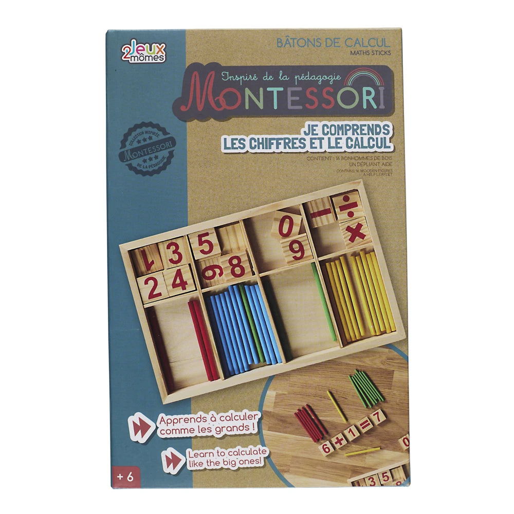 Bâtons de Calcul Montessori en Bois Bambou — Apprendre à Compter