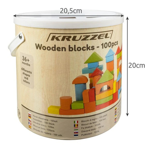 Blocs de construction en bois – baril de 100 pièces