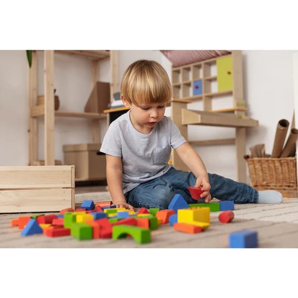 Blocs de construction en bois – baril de 100 pièces