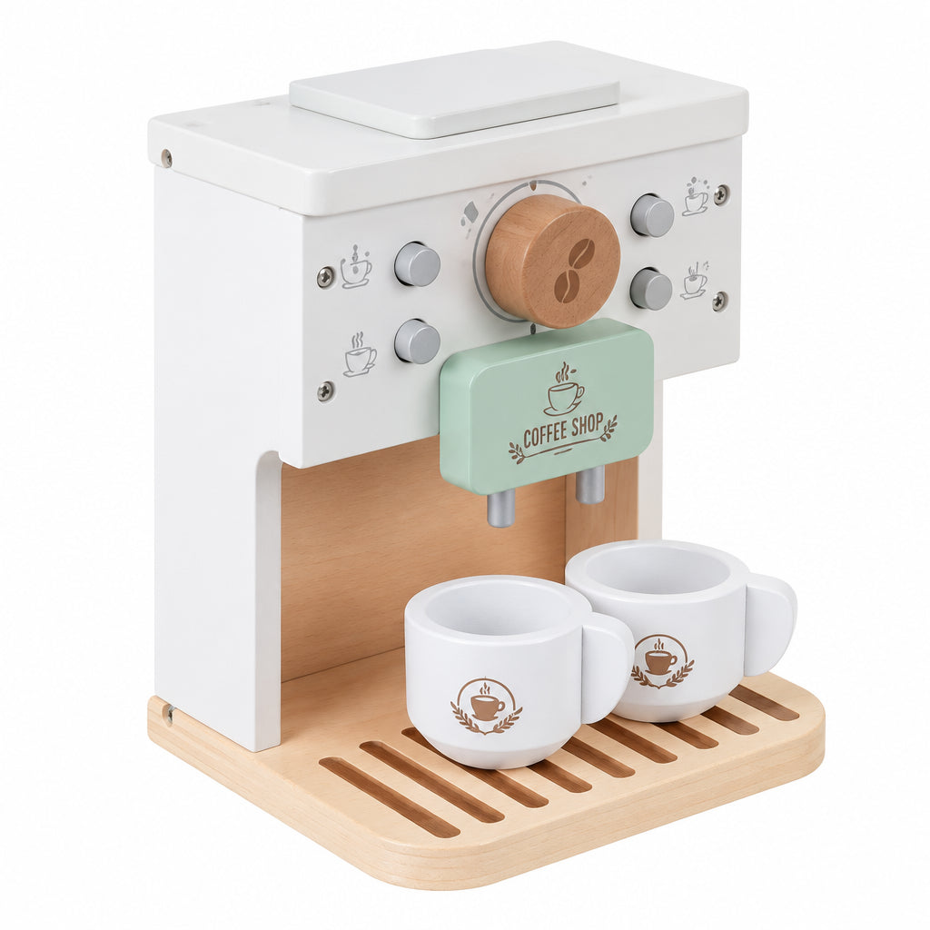 Cafetière jouet en bois avec tasses et capsules