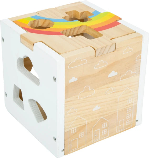 Boîte à Formes en Bois Montessori — Cube Trieur Arc-en-Ciel