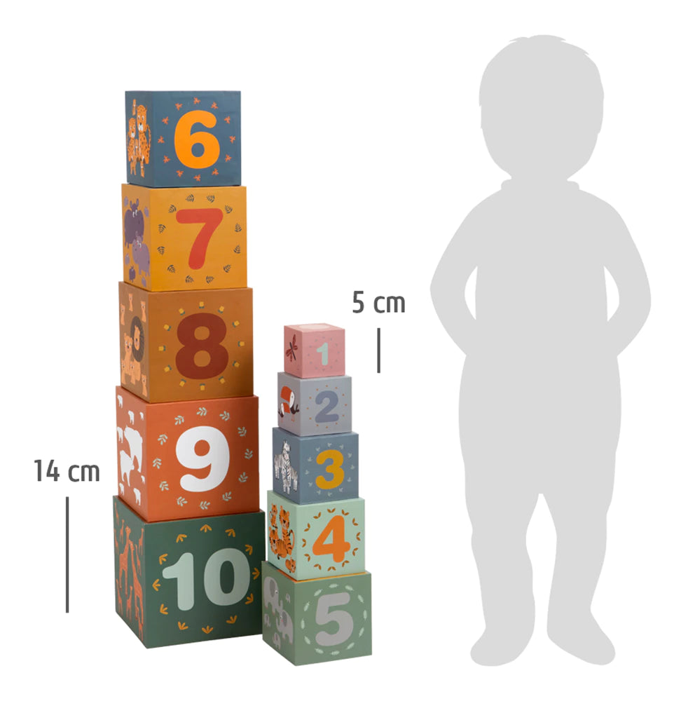 Cubes Empilables Safari en Bois — Jouet Éveil Bébé 12 mois Small Foot