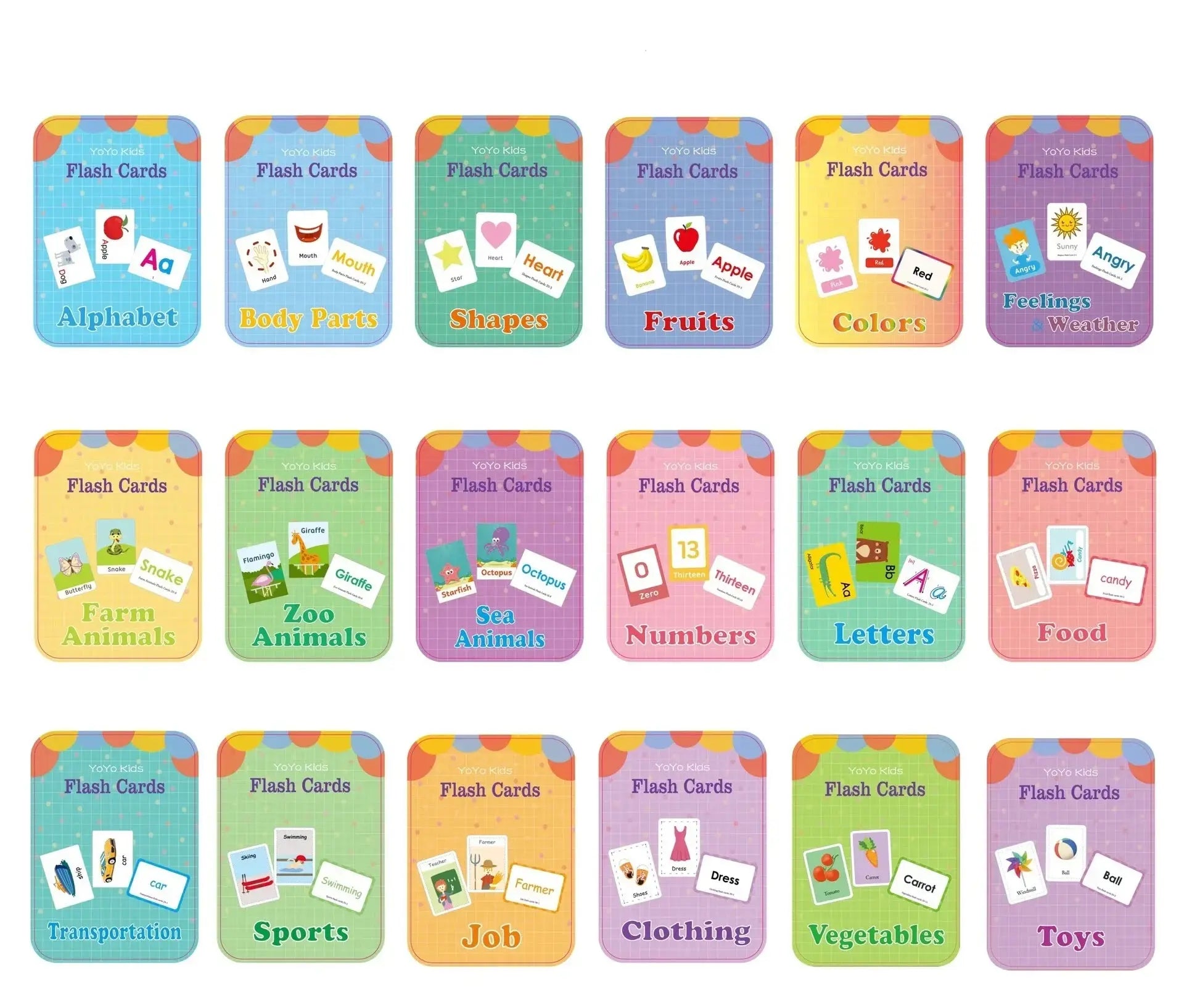 Cartes Éducatives en Anglais pour Enfants - Set de Cartes d'Apprentissage Cognitif -  Mon Jouet Montessori