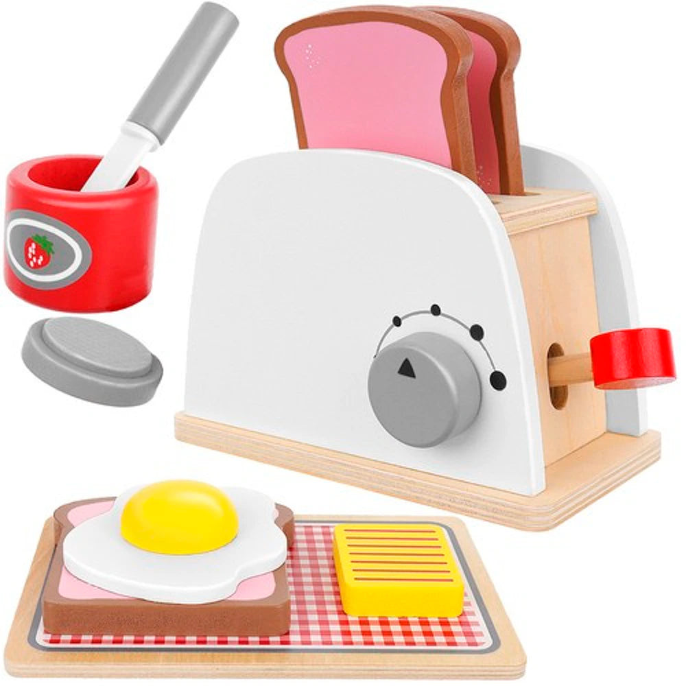 Grille-pain en bois jouet – Dînette petit-déjeuner 8 pièces