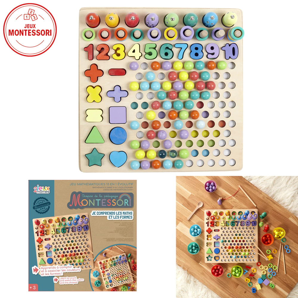 Jeu Mathématiques Montessori 13 en 1 — Coffret Évolutif de 3 à 10 ans