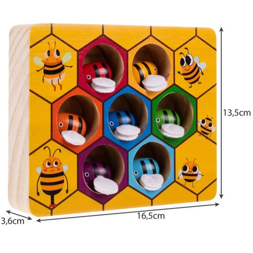 Jeu de motricité fine en bois – Attraper les abeilles avec une pince