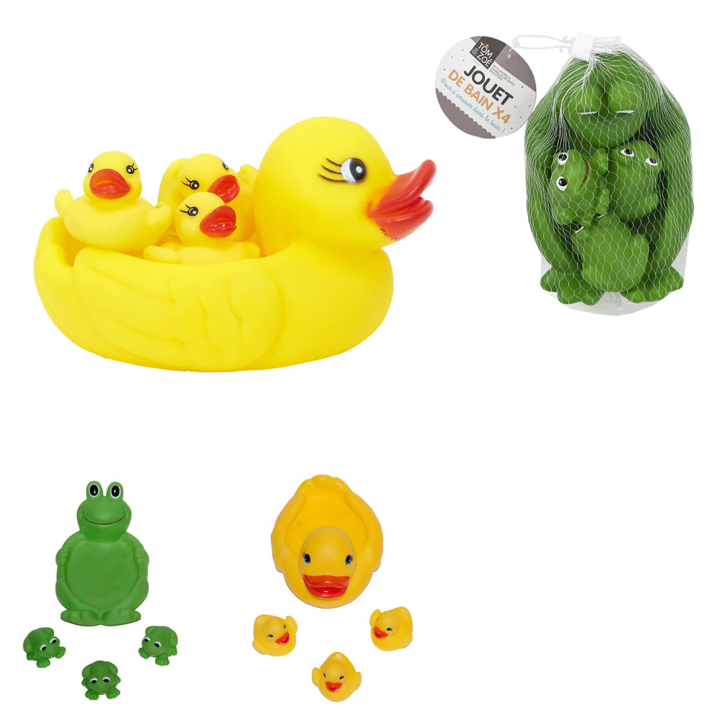 Jouets de Bain Bébé — Lot 4 Animaux Caoutchouc Flottants Tom et Zoé