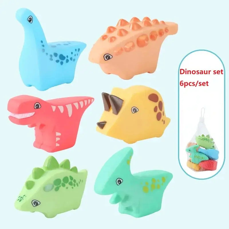 Jouets de bain pour bébé, 6 pièces/ensemble, animaux en caoutchouc, salle de bain pour enfants, baignoire d'eau, jouets à presser pour piscine d'été -  Mon Jouet Montessori